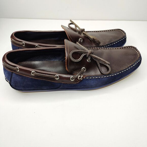 Salvatore Ferragamo Boat Shoes Brown Loafer Blue Suede Mens Size 10 D main image 9